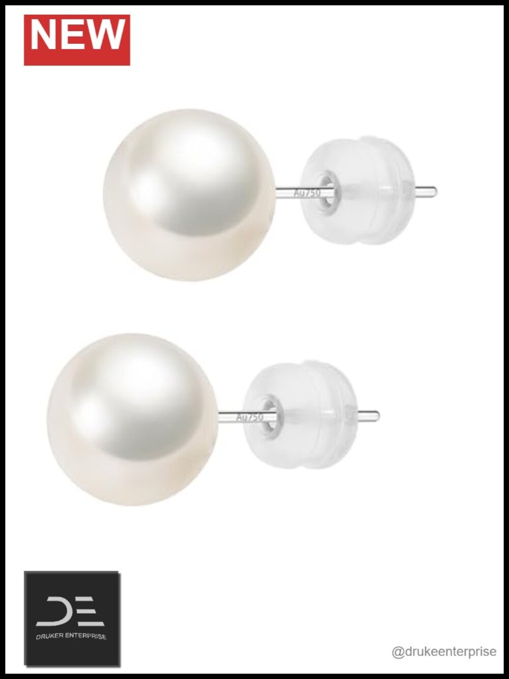 18k Gold Akoya Pearl Stud Earrings 7-8mm Hypoallergenic